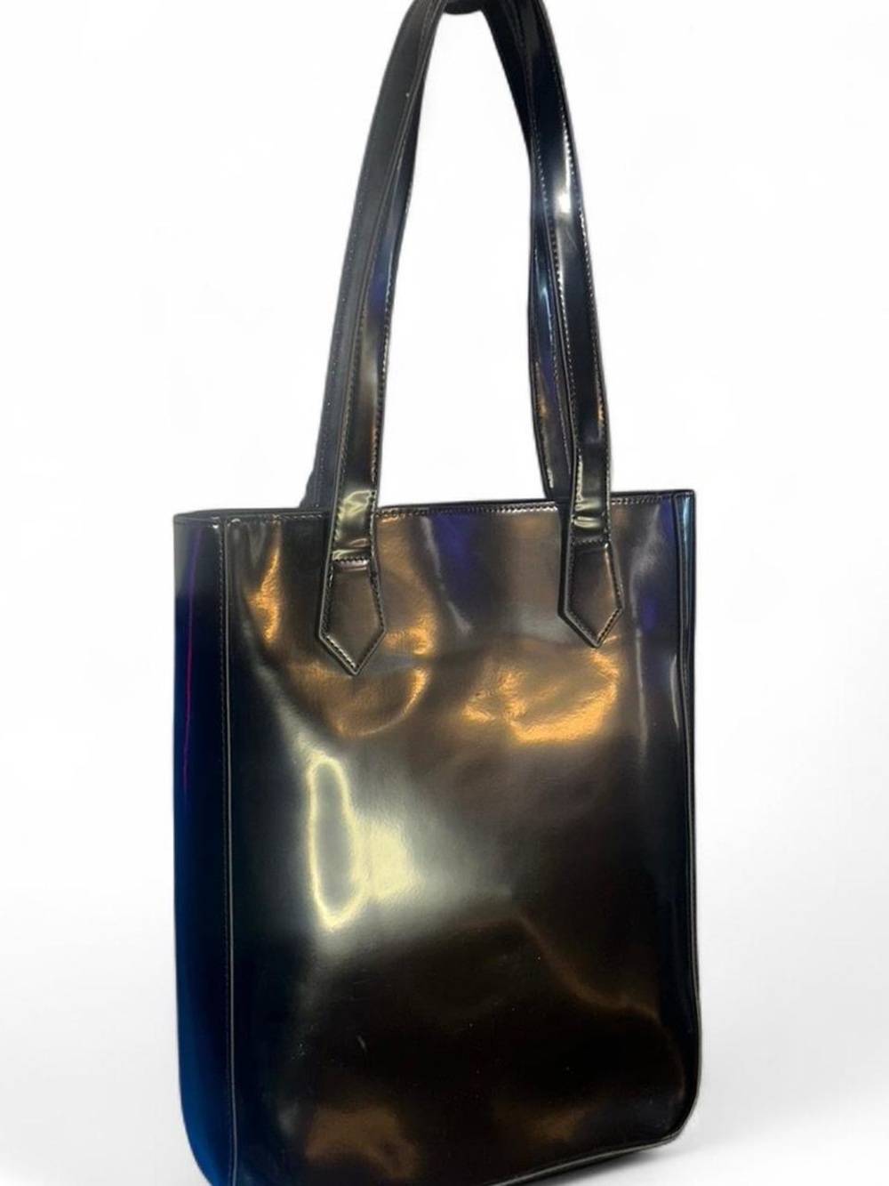 Vintage Givenchy  Black Patent Polyurethane Tote Bag Large Shopper - Picture 3 of 8